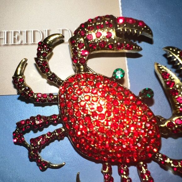 🦀 NEW HEIDI DAUS stunning & exquisite red crystal crab brooch 🦀 - Picture 2 of 13